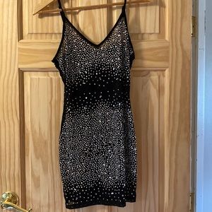 Akira black bedazzled rhinestone dress